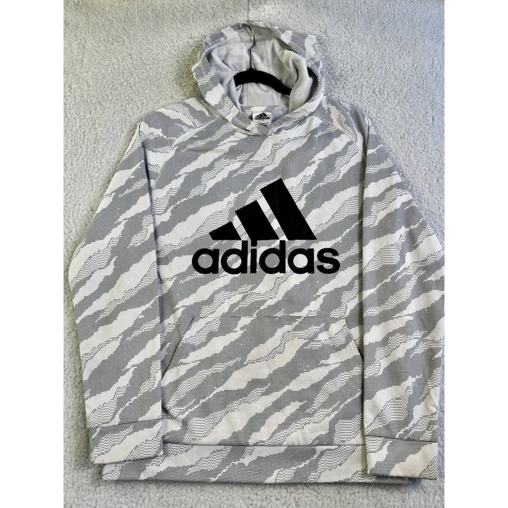Adidas men's oversized Gray hoodie heavyweight string ends Size XL Large Logo